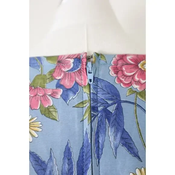 Vintage 1970s Prairie Floral Maxi Dress Flutter Sleeve Empire Waist Tie Blue - Picture 11 of 12